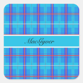 Classic Rood en Blauw Schots Tartan, op maat Vierkante Sticker