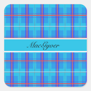 Classic Rood en Blauw Schots Tartan, op maat Vierkante Sticker