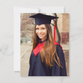 Classic Rood Goud Afstuderen Foto Bedankkaart (Achterkant)