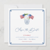 Classic Rood Wit Blauw USA Vlag Ginger Jar Bruilof Save The Date (Voorkant)