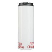 Classic Rood Wit Waterverf Kerstboom Thermosbeker (Achterkant)