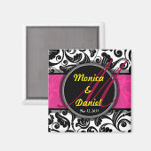 Classic rose enregistrer la date magnet mariage A0 (Recto/Verso)