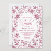 Classic Rose Pattern Floral Toile Bridal Shower Kaart (Voorkant)