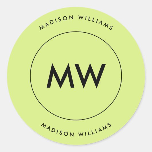 Classic Round Sticker van het centrale monogram va (Voorkant)