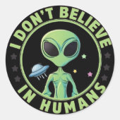 Classic Round Stickers – Space Alien Characters (Devant)