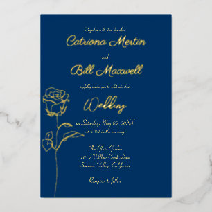 Classic Royal Blue et Gold Faire-part de mariage