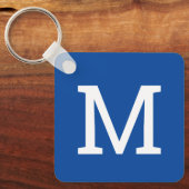 Classic Royal Blue Monogram Gepersonaliseerde Sleu Sleutelhanger (Voorkant)