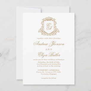 Classic Royal Gold Monogram Faire-part de mariage