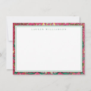 Classic Roze en Groen Chinoiserie Note Kaart Notitiekaartje
