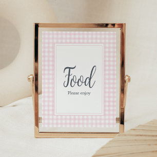 Classic Roze Gingham Baby shower eten Poster