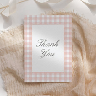 Classic Roze Gingham Meisje Baby shower Bedankkaart