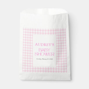 Classic Roze Gingham Meisje Baby shower Bedankzakje