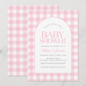 Classic Roze Gingham Meisje Baby shower Kaart (Voorkant / Achterkant)
