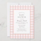 Classic Roze Gingham Meisje Baby shower Kaart (Voorkant)