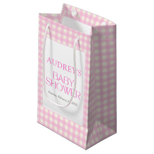 Classic Roze Gingham Meisje Baby shower Klein Cadeauzakje