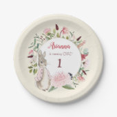 Classic Roze Peter het Konijn Bloemen Verjaardag Papieren Bordje (Voorkant)