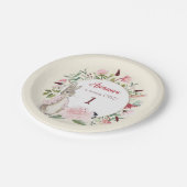 Classic Roze Peter het Konijn Bloemen Verjaardag Papieren Bordje (Gekanteld)