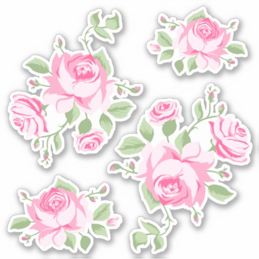 Classic Roze Rose Sticker (Voorkant)