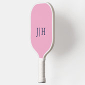 Classic Roze/Wit Eenvoudig Monogram Minimalistisch Pickleball Paddle (Links)