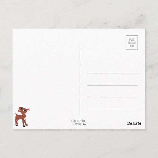 Classic Rudolph Reindeer Briefkaart (Achterkant)