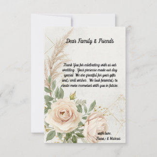 Classic Rustic Boho Rozen bruiloft Bedankkaart