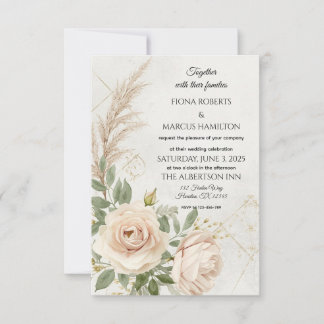 Classic Rustic Boho Rozen bruiloft RSVP Kaartje