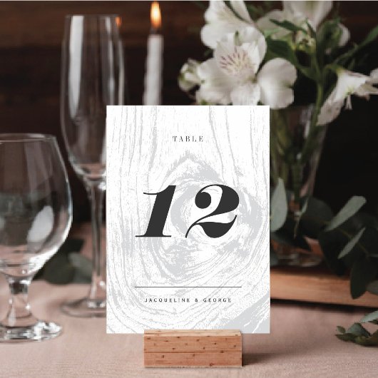 Classic Rustic Woodgrain Mariage Carte Numéro de t