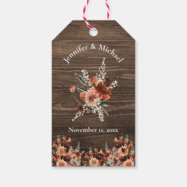 Classic Rustiek Hout waterverf herfst Bloemen brui Cadeaulabel