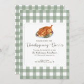 Classic Sage en Plaid Thanksgiving Diner Kaart (Voorkant / Achterkant)