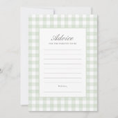 Classic Sage Gingham Boy Baby shower Advies Kaart (Voorkant)
