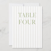 Classic Sage Green & Beige Mariage Numéro de table (Devant)