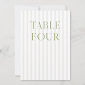 Classic Sage Green & Beige Mariage Numéro de table (Dos)