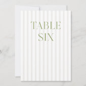 Classic Sage Green & Beige Trouwtafel Nummer Kaart (Voorkant)