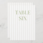 Classic Sage Green & Beige Trouwtafel Nummer Kaart (Voorkant / Achterkant)