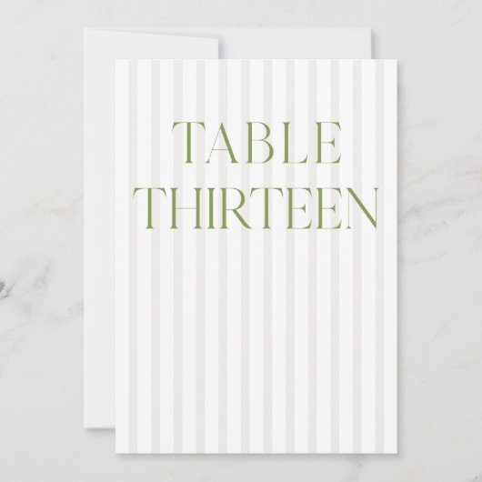 Classic Sage Green & Beige Wedding 13 Tafelnummer (Voorkant)
