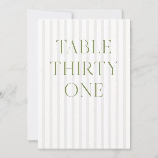 Classic Sage Green & Beige Wedding 31 Tafelnummer (Voorkant)