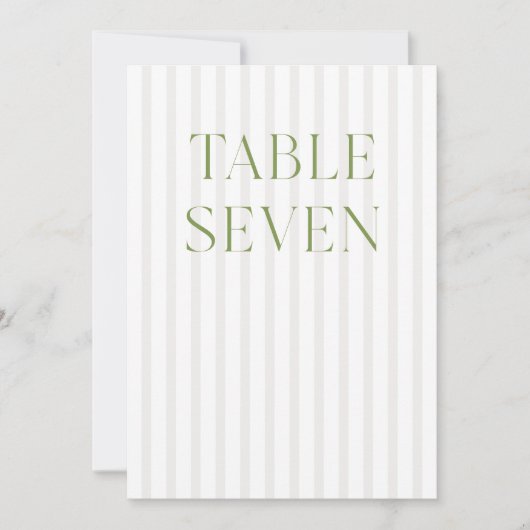 Classic Sage Green & Beige Wedding 7 Tafelnummer (Voorkant)