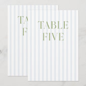 Classic Sage Green & Blue Mariage Numéro de table (Devant / Derrière)