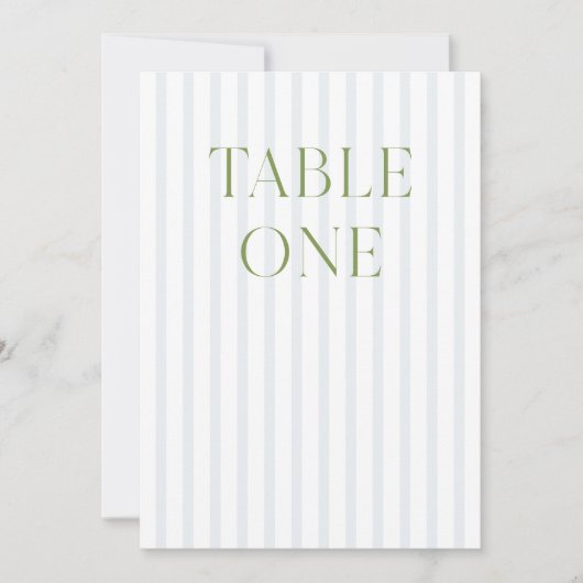 Classic Sage Green & Blue Mariage Numéro de table (Devant)