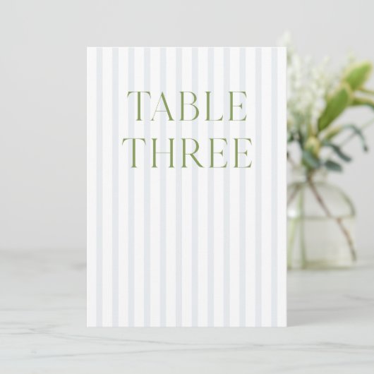 Classic Sage Green & Blue Mariage Numéro de table (Debout devant)