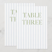 Classic Sage Green & Blue Mariage Numéro de table (Devant / Derrière)