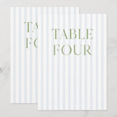 Classic Sage Green & Blue Mariage Numéro de table (Devant / Derrière)
