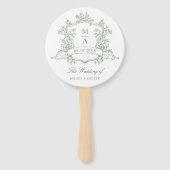 Classic Sage Green Crest Wedding Ceremony Timeline Handwaaier (Voorkant)