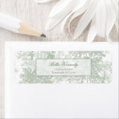Classic Sage Green Landscape Toile Wedding Etiket (Insitu)