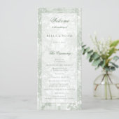 Classic Sage Green Landscape Toile Wedding Programma (Staand voorkant)