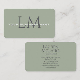 Classic Sage Green Monogram Branding Visitekaartje
