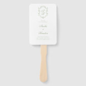 Classic Sage Green Monogram Crest Wedding Program Handwaaier (Voorkant)