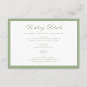 Classic Sage Green Monogram Script Wedding Details Informatiekaartje (Voorkant)