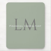 Classic Sage Green Monogram Workspace Accent Mouse Muismat (Voorkant)