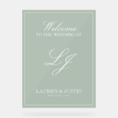 Classic Sage Green Monogramme moderne Bienvenue (Recto)